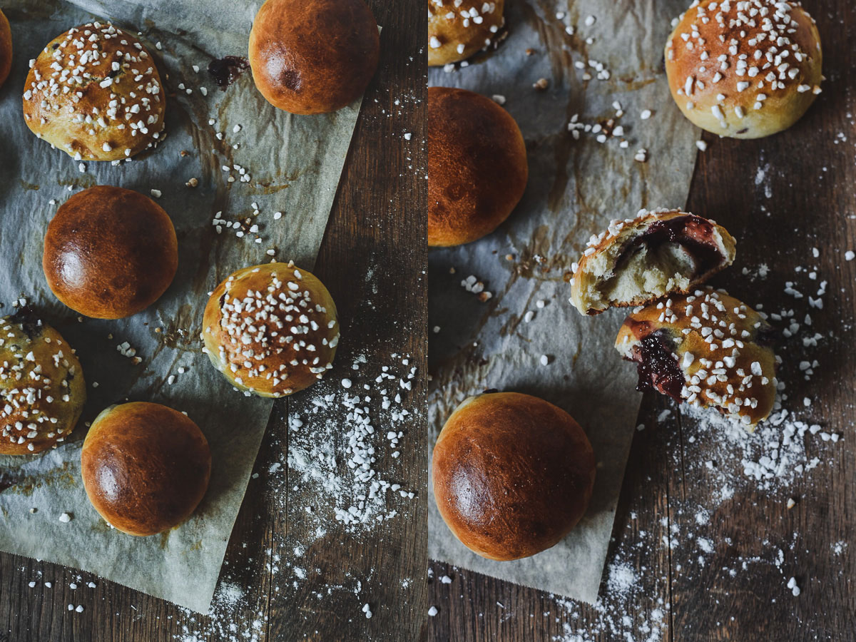 Sweet Buns with Plum Chocolate Filling